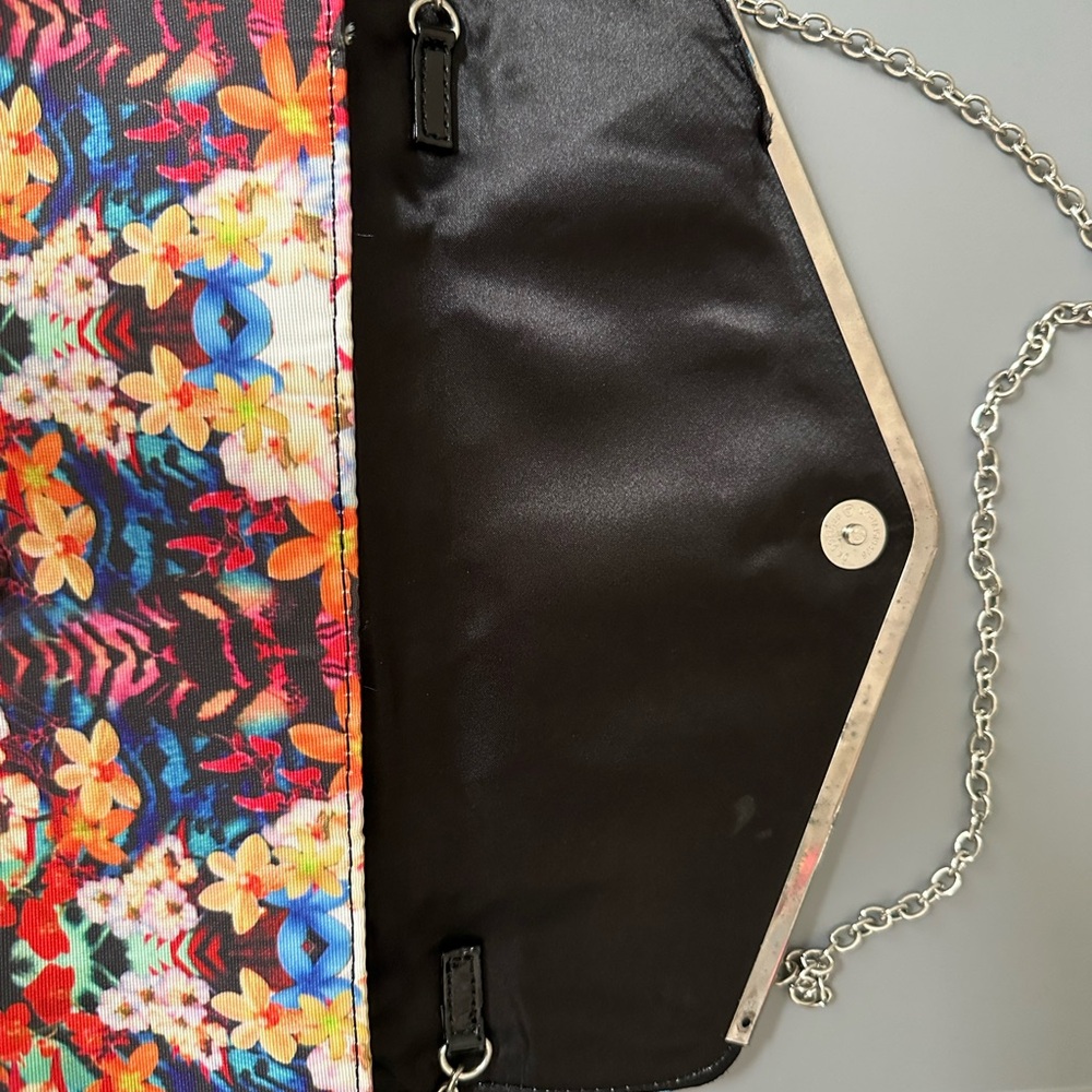 Aldo Vibrant Floral and Zebra Print Chain Clutch - Picture 2 of 5